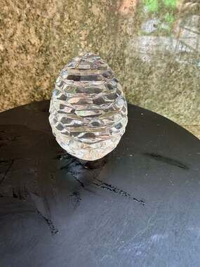 Vintage Faceted Cut Crystal Egg Paperweight
